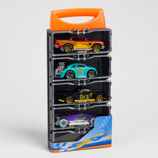 Hot Wheels 5 Cars Mini Die-Cast Racing Carry Case Set