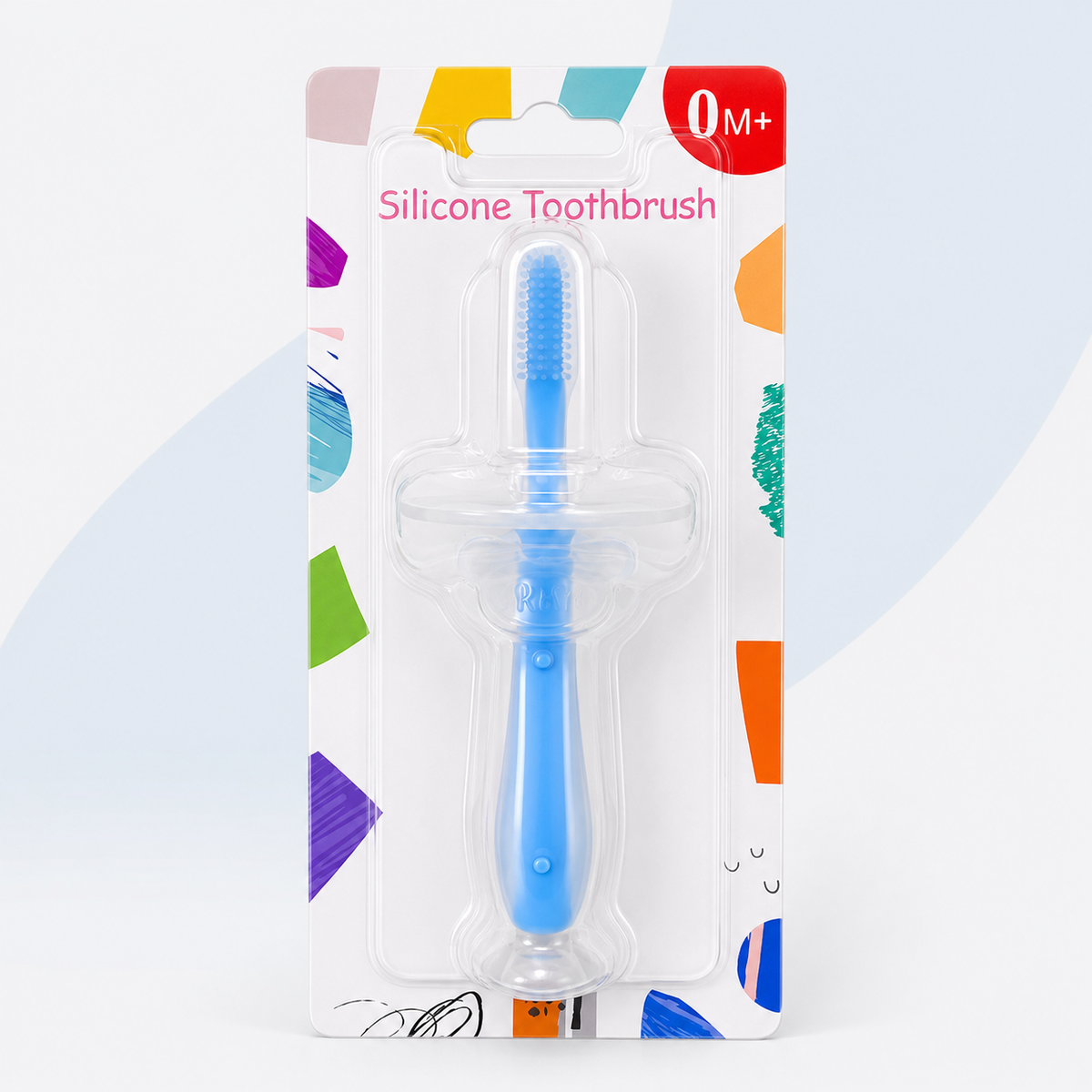 Baby Silicone Training Toothbrush with Safety Guard – Blue