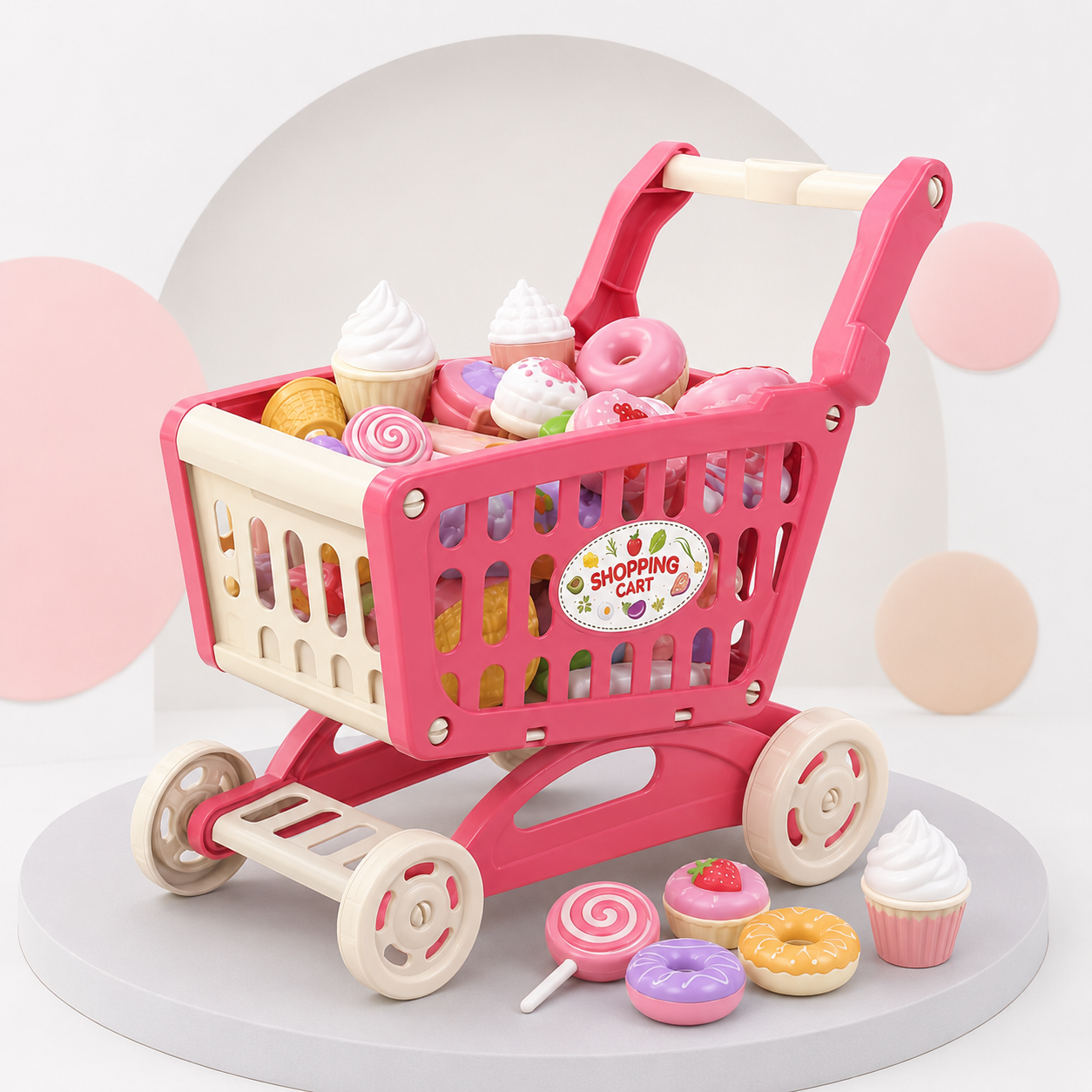 Dessert Shop Shopping Cart Pretend Play Set – 32 Pieces Secondary image
