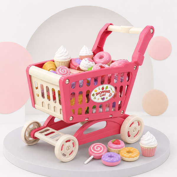 Dessert Shop Shopping Cart Pretend Play Set – 32 Pieces