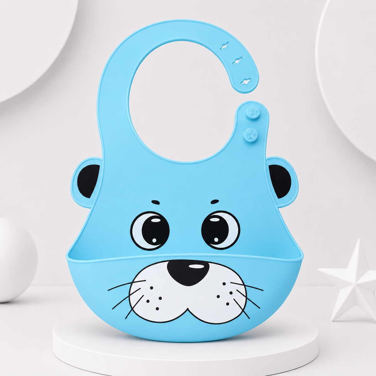 Blue Puppy Silicone Baby Feeding Bib Main image
