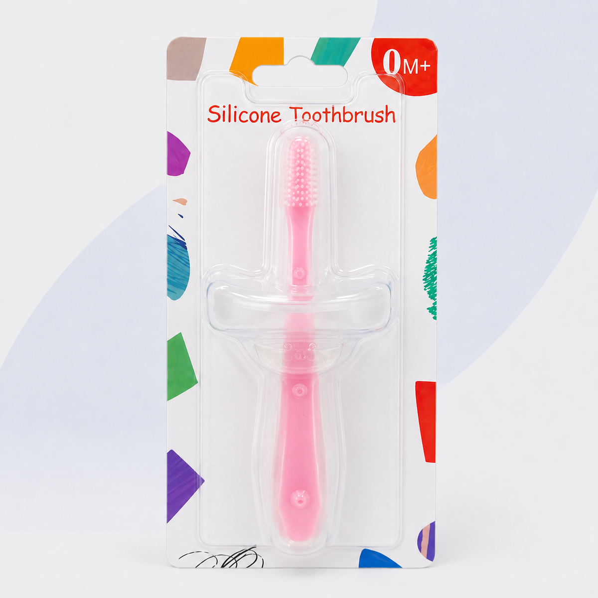 Baby Silicone Training Toothbrush with Safety Guard – Pink