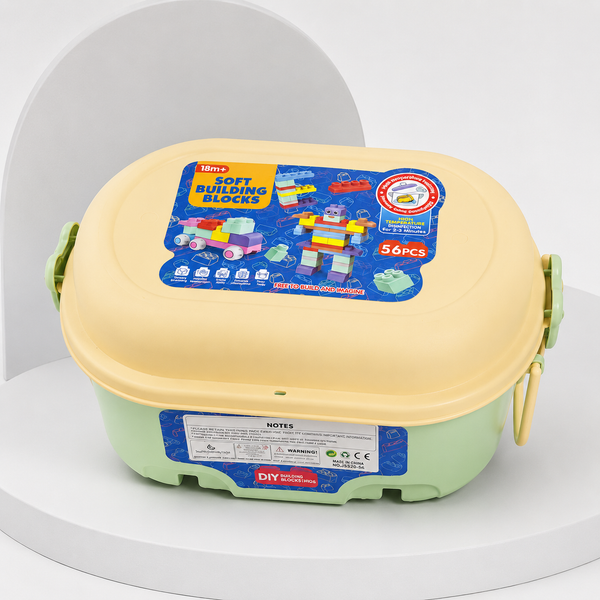 56-Piece Soft Building Blocks Set with Storage Cart