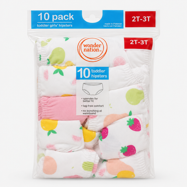 Girls Hipster Underwear – 10-Piece Assorted Colors Pack (2T–3T)