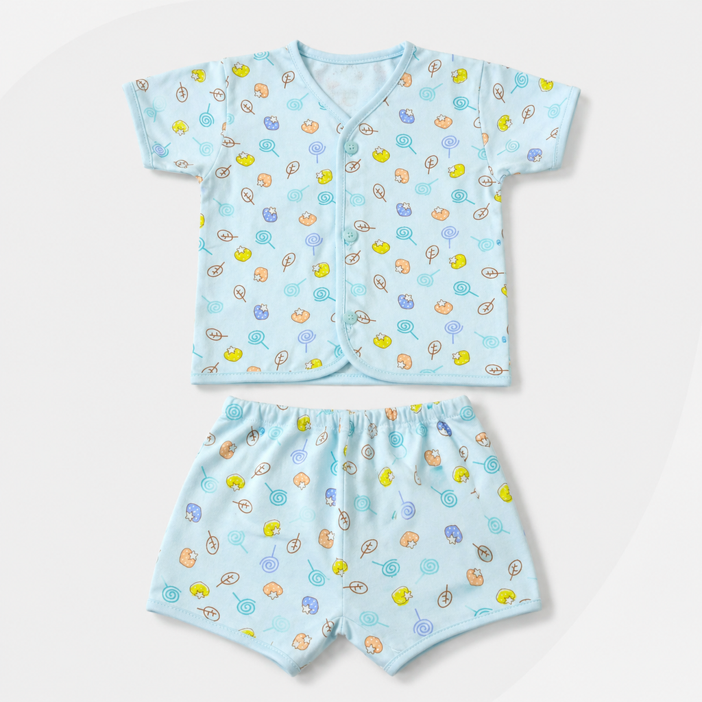 2-Piece Unisex Infant Baby Shirt & Shorts Set – Candy & Lollipop Print