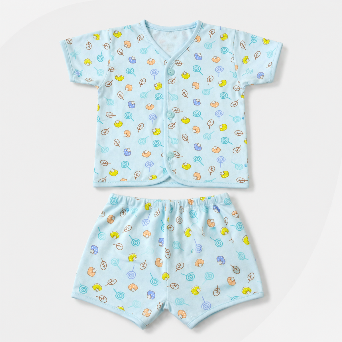2-Piece Unisex Infant Baby Shirt & Shorts Set – Candy & Lollipop Print