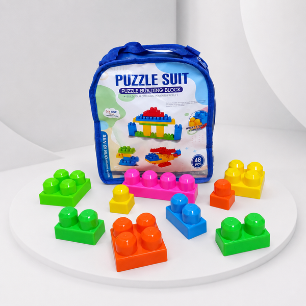48-Piece Puzzle Building Blocks Set with Storage Backpack