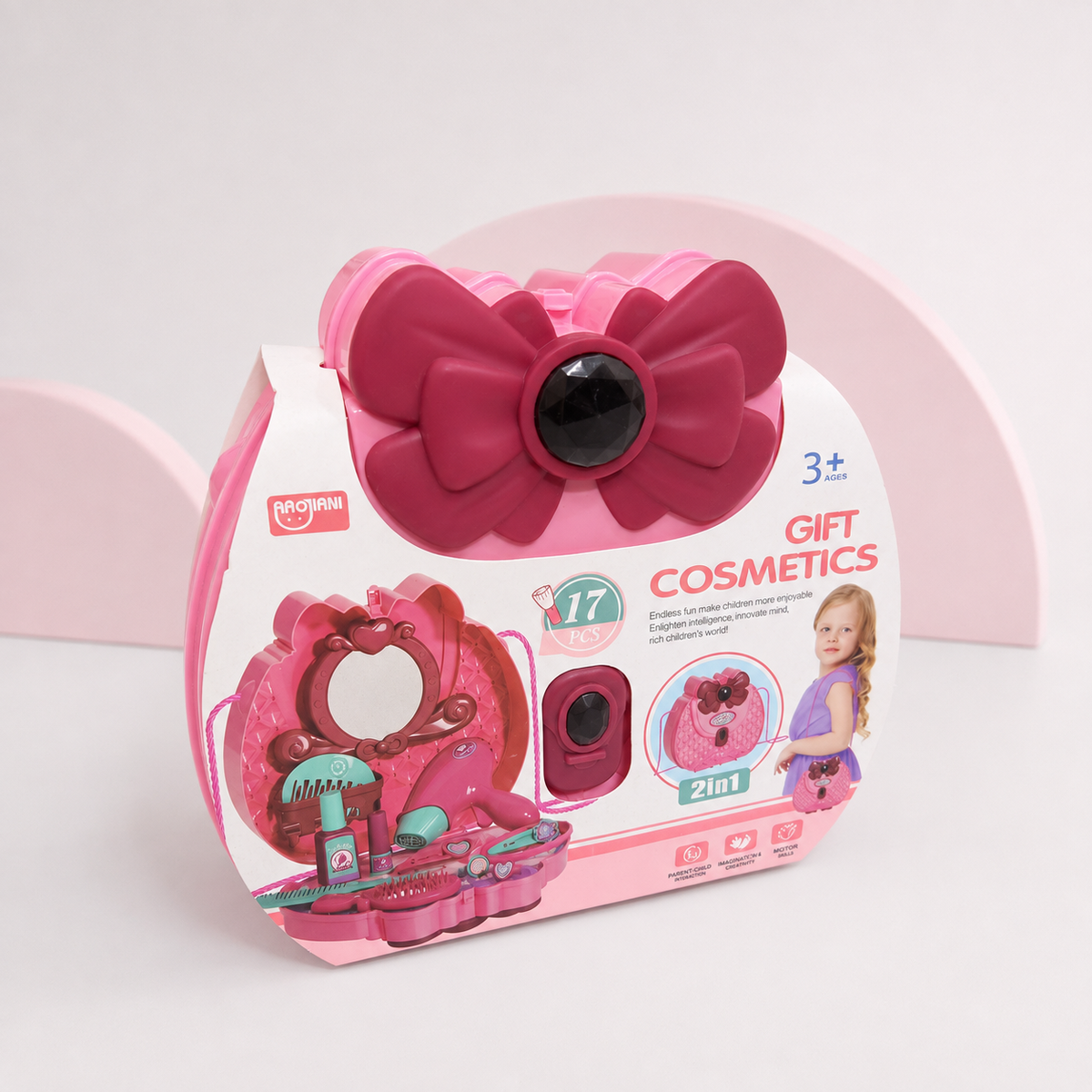 Girl Beautiful Makeup Vanity Play Set – 2 in 1 (Pink) Main image