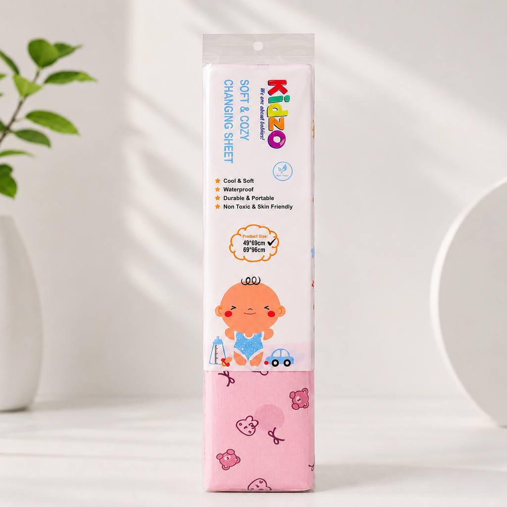 Soft Kids Waterproof Changing Sheet – 49 × 69 cm – Little Bear & Bow Print