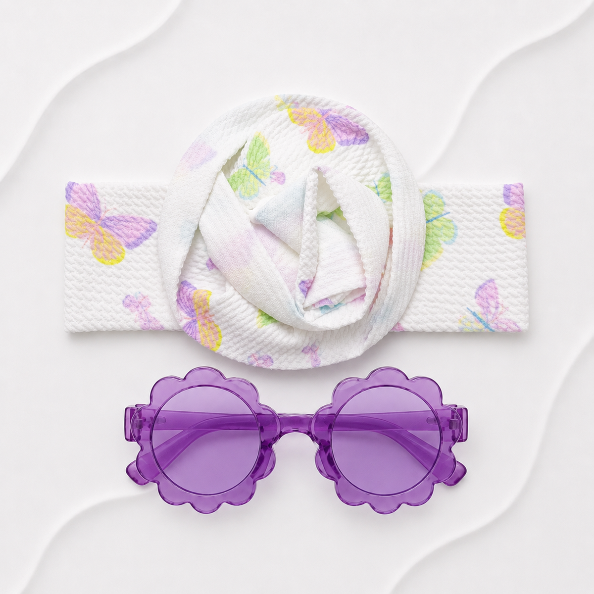 Baby Girl Headband & Sunglasses Gift Set – Pastel Butterfly Main image