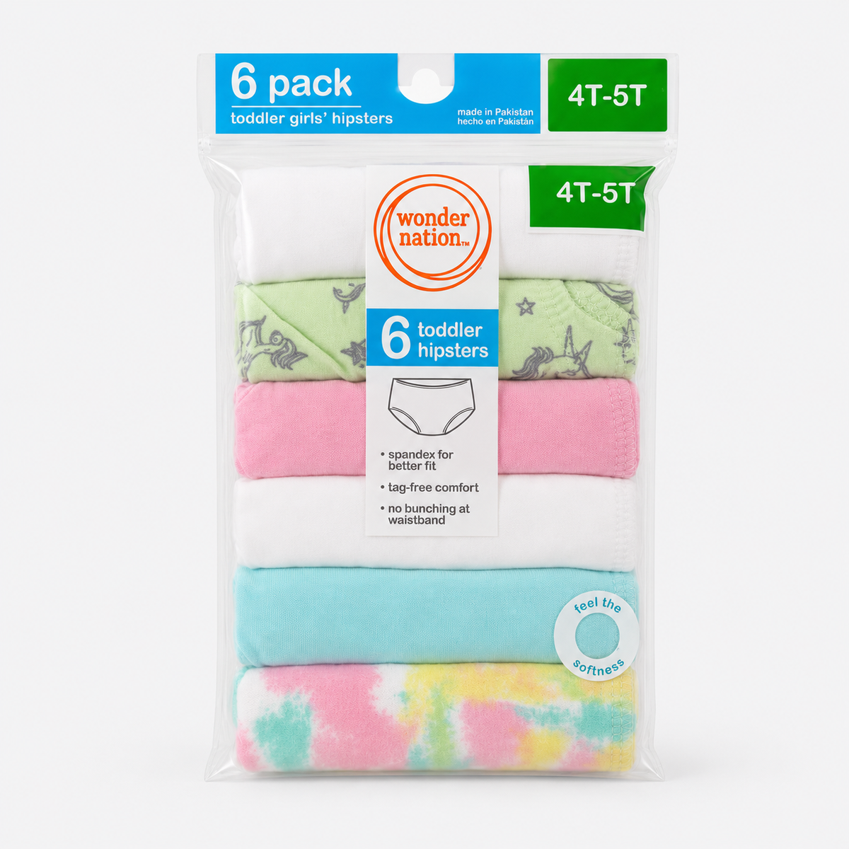 Girls Hipster Underwear – 6-Piece Assorted Colors Pack (4T–5T)