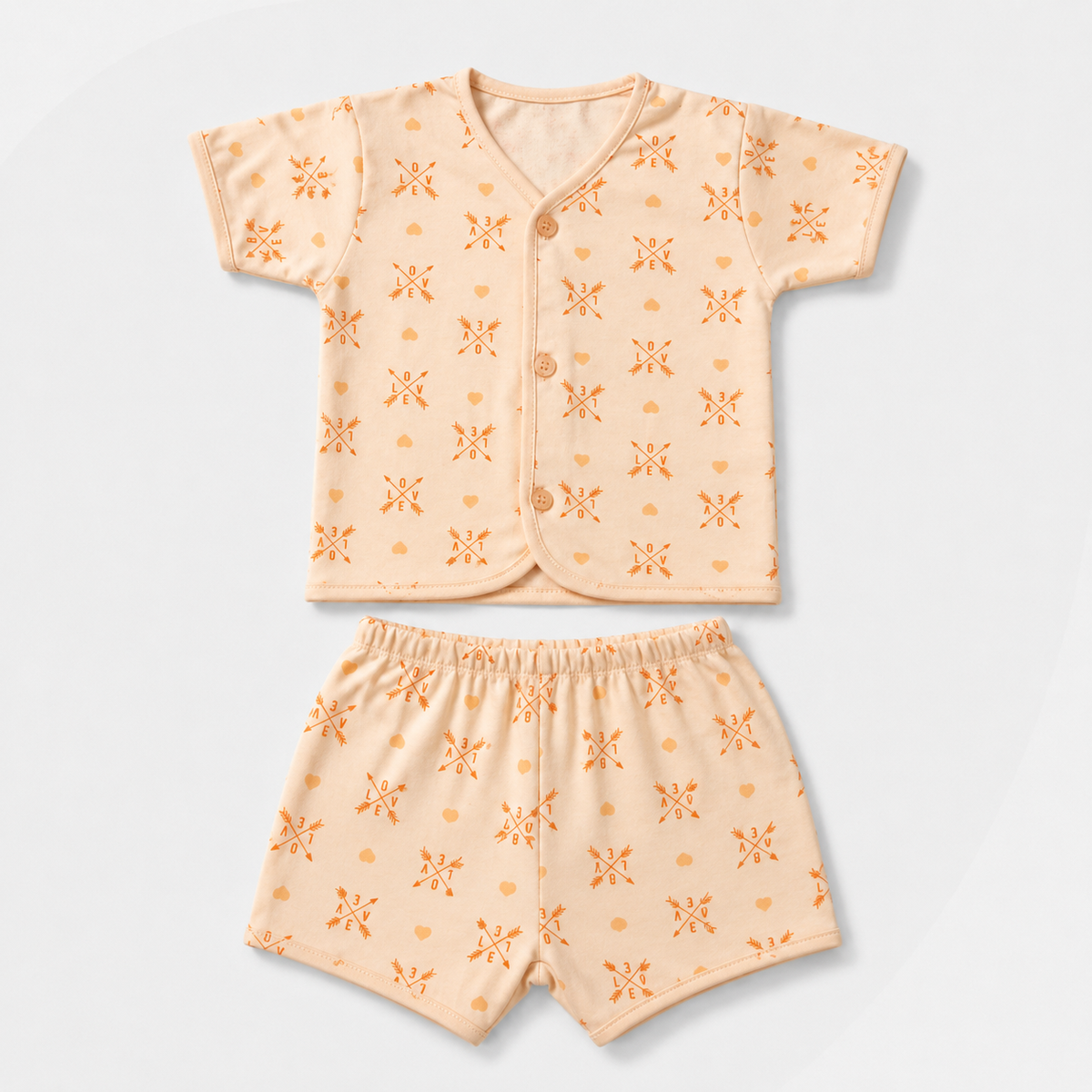 2-Piece Unisex Infant Baby Shirt & Shorts Set – Love & Hearts Print