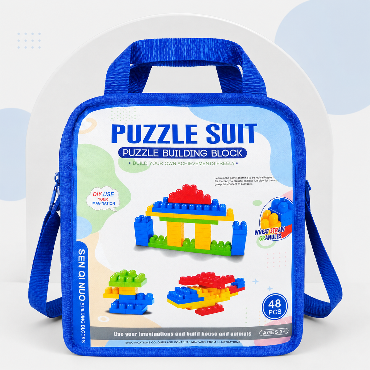 48-Piece Puzzle Building Blocks Set with Storage Backpack Main image