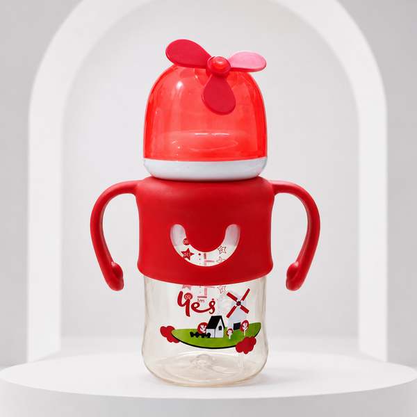 Baby Feeding Bottle with Double Handles & Protective Cap