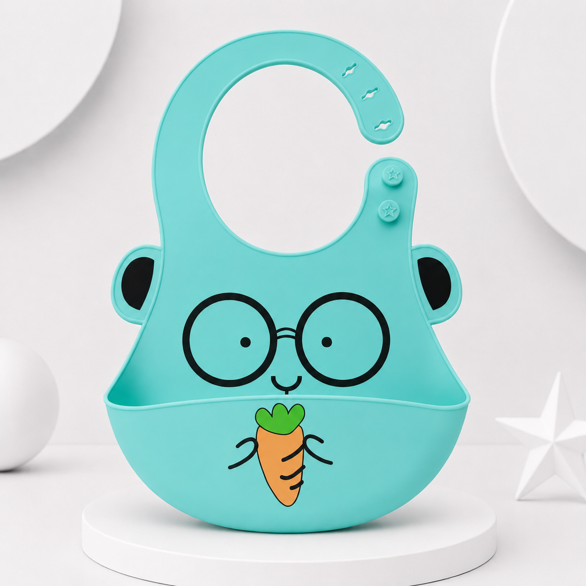 Cute Silicone Baby Feeding Bib with Food Catcher